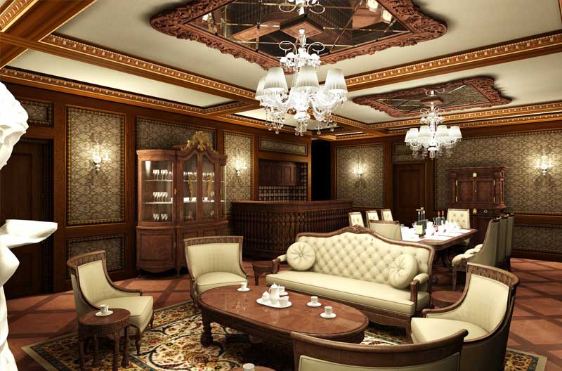 Mẫu 3: Mẫu phòng bếp biệt thự phong cách cổ điển cho những gia đình có nhiều thành viên