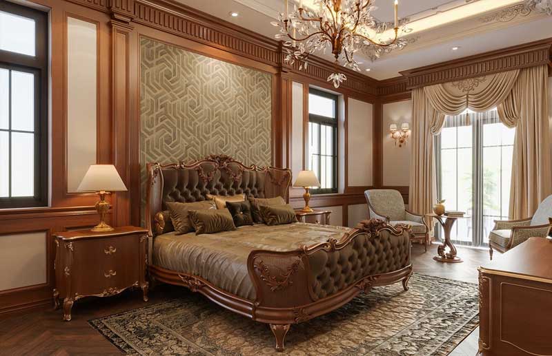 Mẫu 2: Mẫu thiết kế nội thất cho phòng khách biệt thự theo xu hướng tân cổ điển