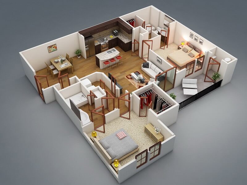 Căn hộ chung cư 2 phòng ngủ 80m2