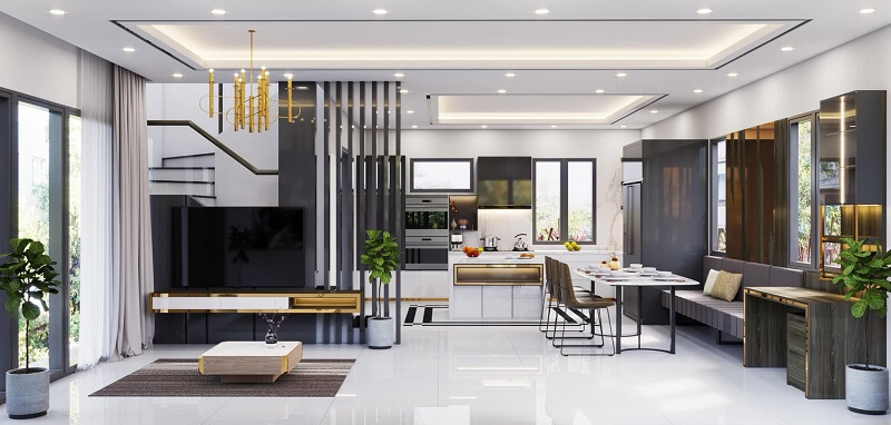 Thiết kế nội thất biệt thự liền kề theo phong cách hiện đại