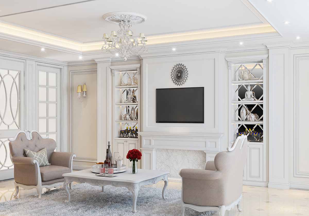 Nội thất nhà phố thiết kế theo phong cách tân cổ điển