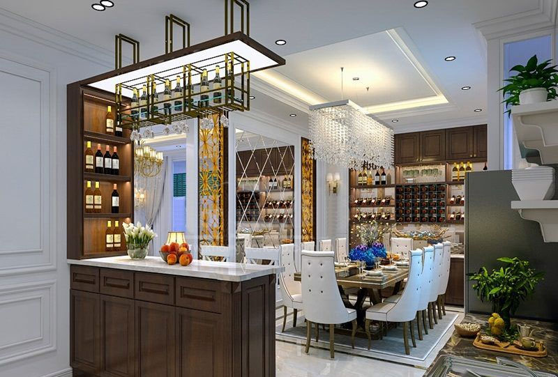 Thiết kế phòng bếp cổ điển đầy tráng lệ