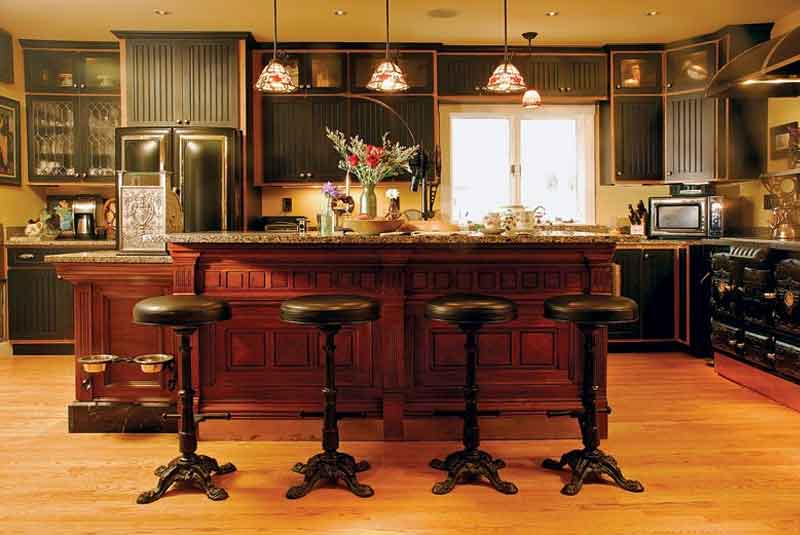 Sử dụng màu gỗ vintage cho gian bếp hiện đại
