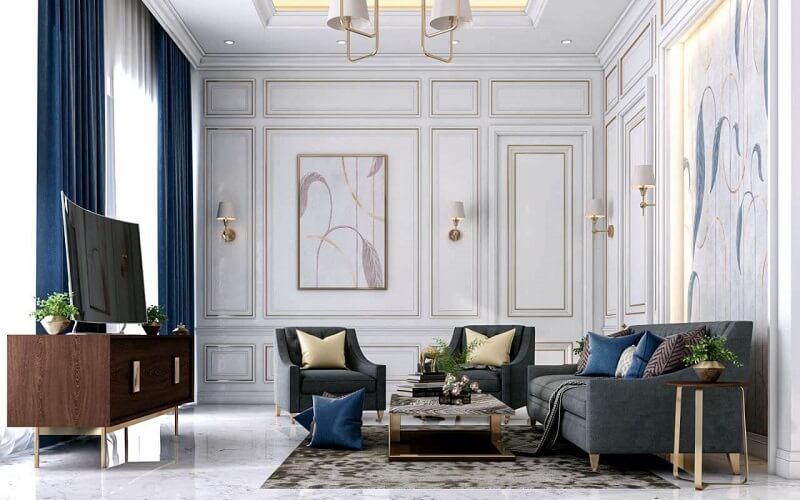 Mẫu thiết kế chung cư 100m2 theo phong cách Tân Cổ Điển