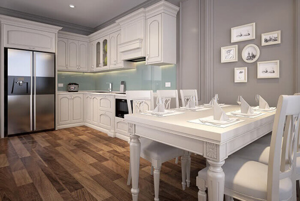 Phòng bếp chung cư 80m2 theo phong cách cổ điển