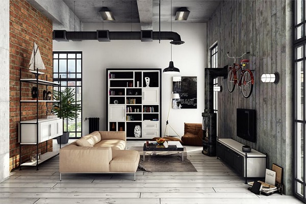 Mẫu 9: Thiết kế nội thất chung cư 90m2 theo phong cách công nghiệp