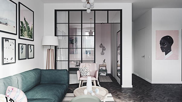 Thiết kế căn hộ 40m2 theo phong cách Modern Rustic