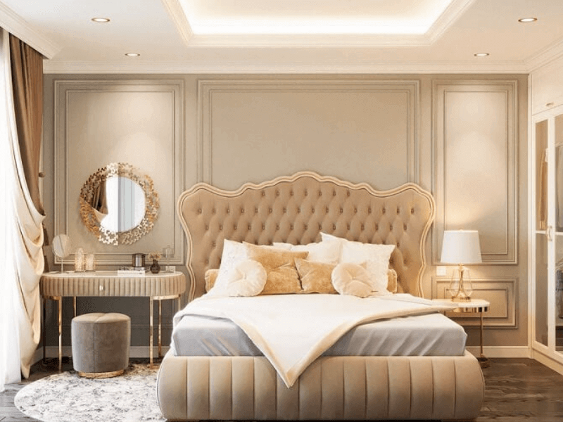 Mẫu thiết kế phòng ngủ chung cư theo phong cách tân cổ điển
