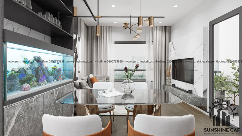 Phòng khách Căn hộ Mizuki Park 71m2