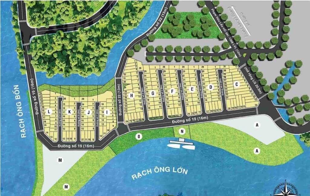 Dự án có vị trí cực kì nổi bật khi nằm giữa 2 con sông lớn