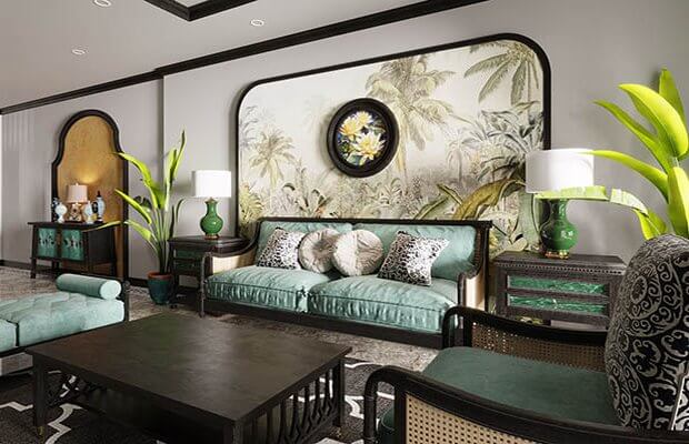 Sự kết hợp giữa hai nét đẹp phương Đông và Phương Tây làm cho căn phòng thêm ấm cúng