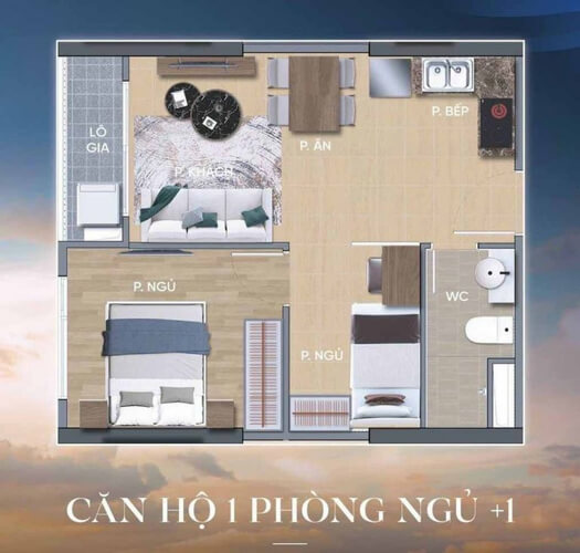 Bản thiết kế cơ bản của căn hộ một phòng ngủ