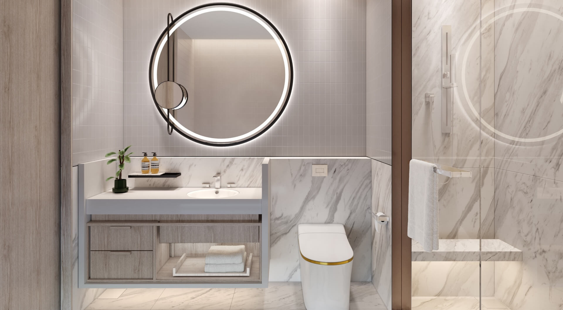 Thiết kế thi công nội thất Grand Marina Sài Gòn - phòng vệ sinh
