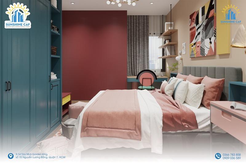 THIẾT KẾ THI CÔNG NỘI THẤT CĂN HỘ THE PEAK GARDEN PHONG CÁCH COLOR BLOCK