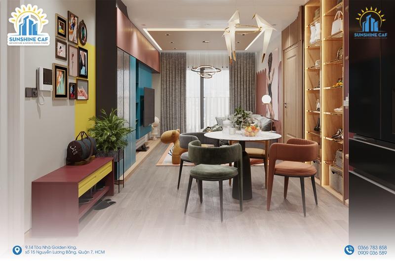 THIẾT KẾ THI CÔNG NỘI THẤT CĂN HỘ THE PEAK GARDEN PHONG CÁCH COLOR BLOCK
