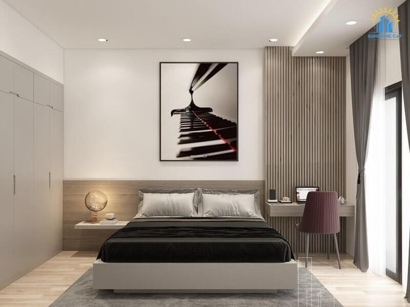 Nội thất phòng ngủ tối giản, đầy đủ tiện nghi