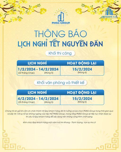 PMSG GROUP THÔNG BÁO LỊCH NGHỈ TẾT NGUYÊN ĐÁN 2024