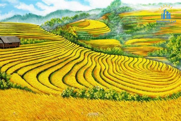 Tranh phong thủy Cảnh ruộng lúa
