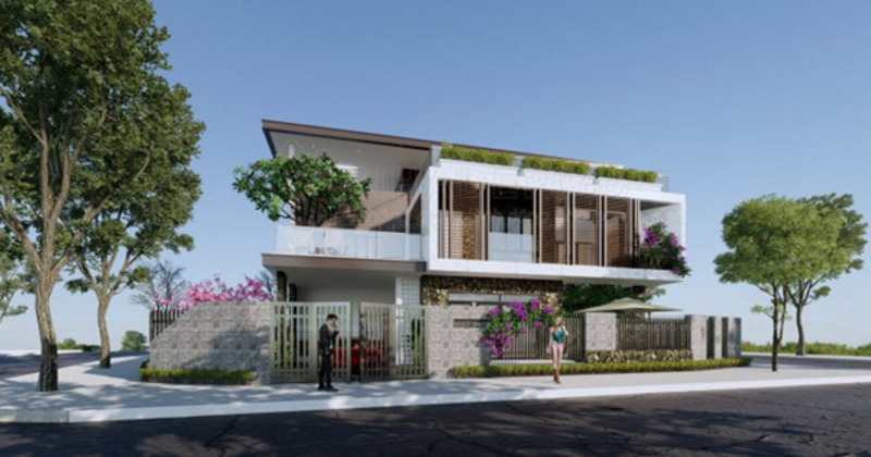 Biệt thự 2 tầng hiện đại tầng trang trí mái bằngBiệt thự 2 tầng hiện đại tầng trang trí mái bằng