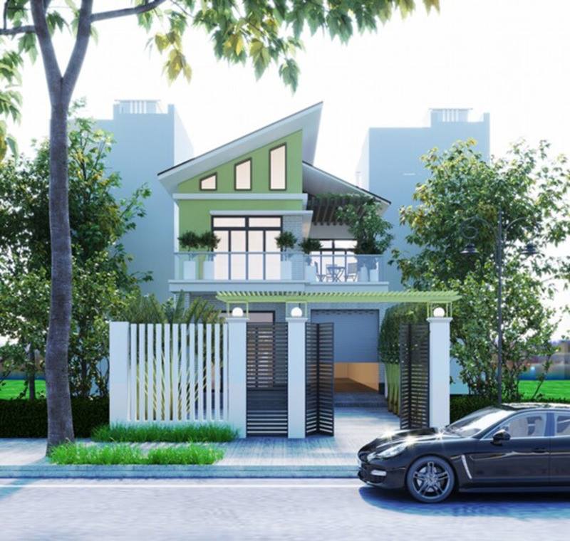 Biệt thự hiện đại 2 tầng mẫu mái chéo