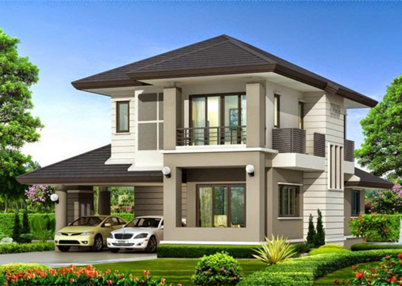 Mẫu biệt thự hiện đại 2 tầng có gara xe ô tô