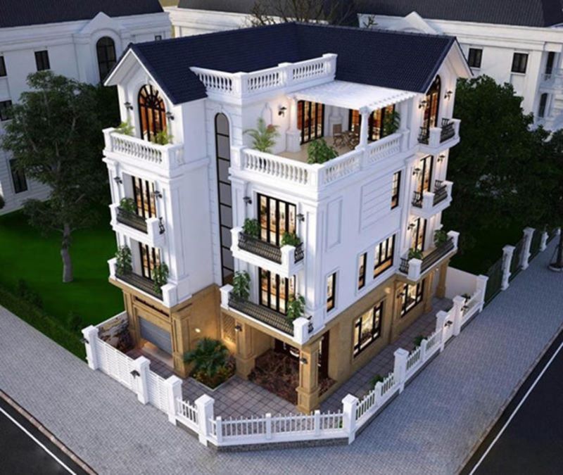 Biệt thự 4 tầng theo mẫu mái Thái