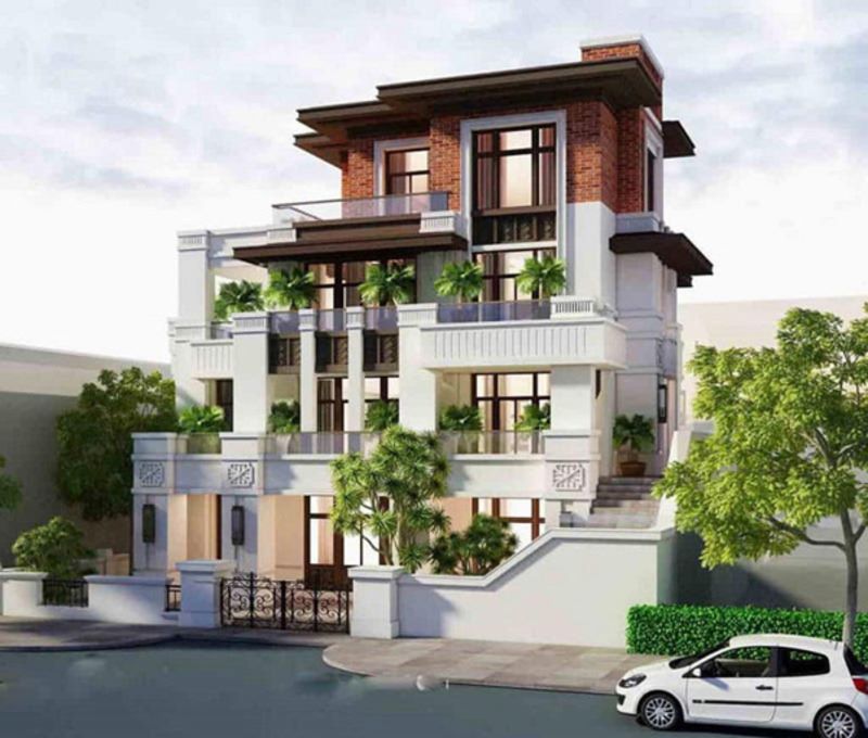 Mẫu biệt thự 4 tầng sang trọng mái bằng