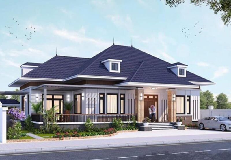 Biệt thự mái thái mang nét đẹp hiện đại.
