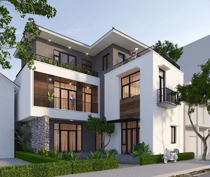 Mẫu biệt thự hiện đại 2 tầng thiết kế lấy nhiều ánh sáng và cây xanh