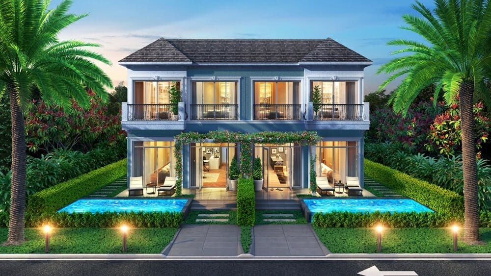 Biệt thự tứ lập thường có diện tích lớn.