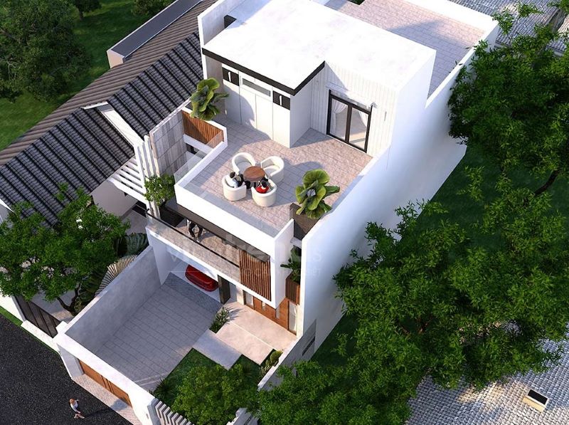 Mảng xanh trong các biệt thự mini thường được chú trọng