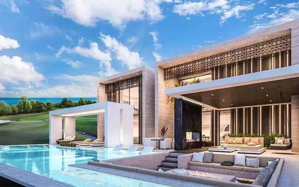 Mẫu biệt thự 2 tầng hồ bơi thiết kế hình khối độc đáo