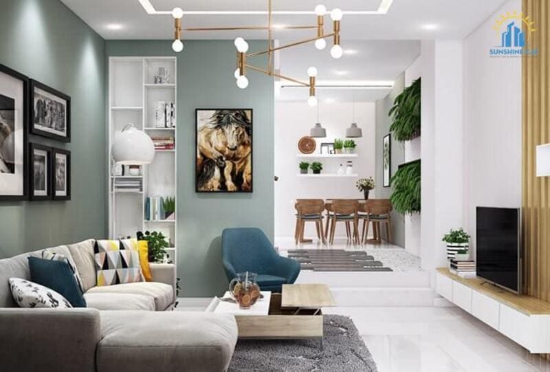 Chung cư được bài trí nội thất theo tone màu tươi sáng
